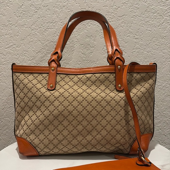 GUCCI with pouch Diamante Craft Hand Tote Bag Canvas Leather Beige - Picture 9 of 15